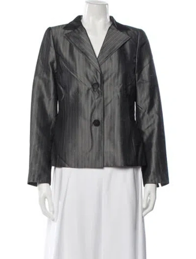 Pre-owned Akris Silk Striped Blazer In Grey