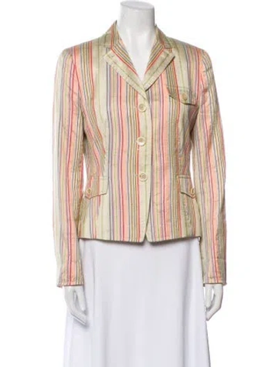 Pre-owned Akris Silk Striped Blazer In Neutral