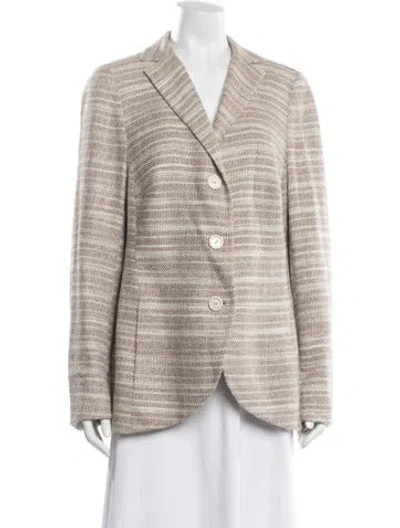 Pre-owned Akris Silk Striped Blazer In Neutral