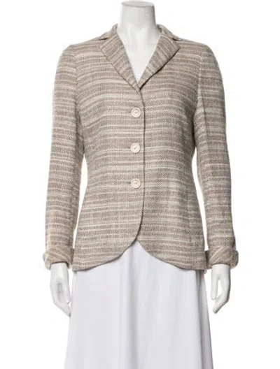 Pre-owned Akris Silk Striped Blazer In Neutrals