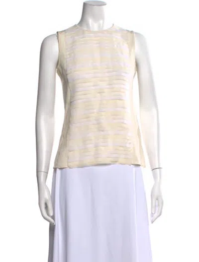 Pre-owned Akris Silk Striped Blouse In Blue