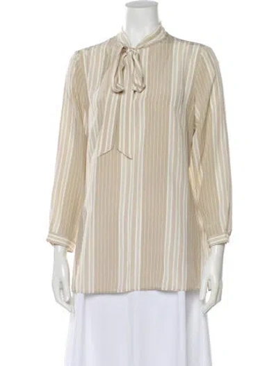 Pre-owned Akris Silk Striped Blouse In Neutral