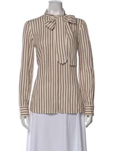 Pre-owned Akris Silk Striped Blouse In Neutral