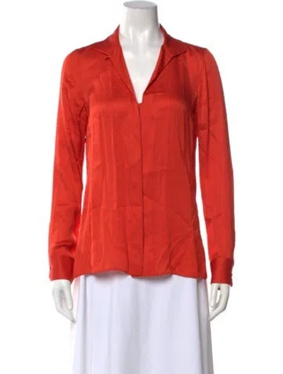 Pre-owned Akris Silk Striped Blouse In Orange