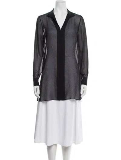 Pre-owned Akris Silk Striped Blouse W/ Tags In Gray