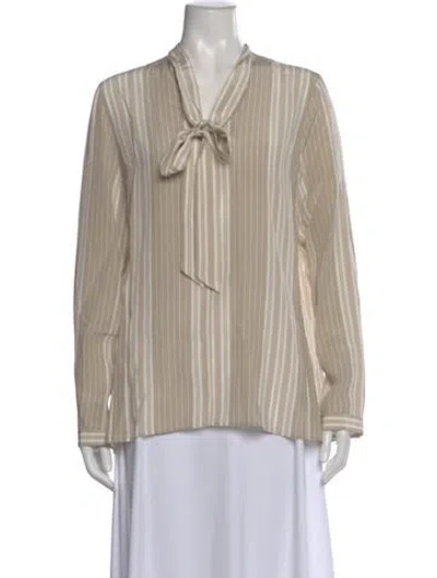 Pre-owned Akris Silk Striped Blouse W/ Tags In Neutral