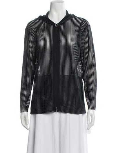 Pre-owned Akris Silk Striped Jacket In Blue