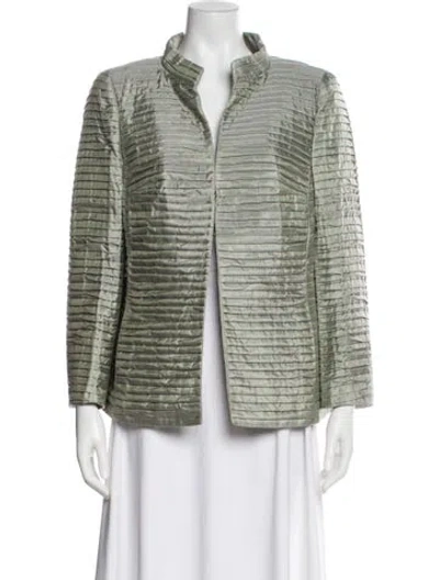 Pre-owned Akris Silk Striped Jacket In Gray