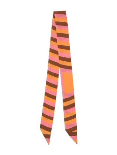 Pre-owned Akris Silk Striped Scarf In Orange