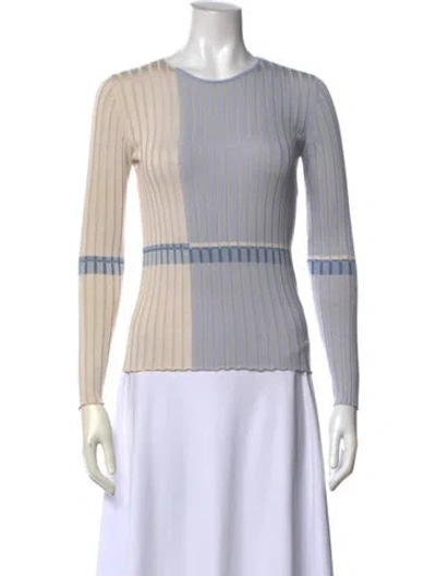 Pre-owned Akris Silk Striped Sweater In Blue