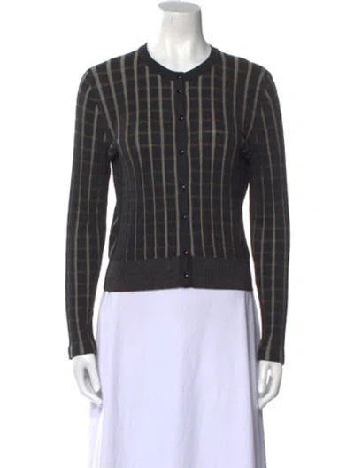 Pre-owned Akris Silk Striped Sweater In Gray