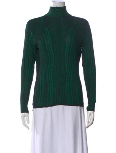 Pre-owned Akris Silk Striped Sweater In Green