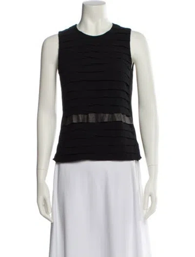 Pre-owned Akris Silk Striped Top In Black