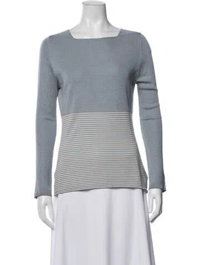 Pre-owned Akris Silk Striped Top In Black