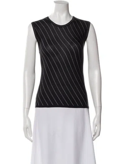 Pre-owned Akris Silk Striped Top In Gray