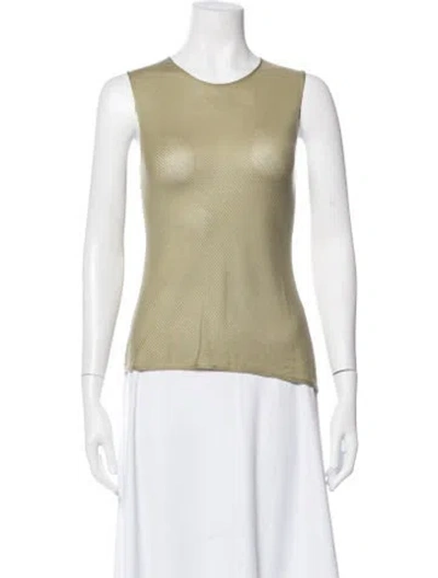 Pre-owned Akris Silk Striped Top In Green