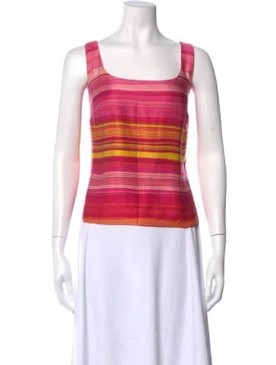 Pre-owned Akris Silk Striped Top In Pink