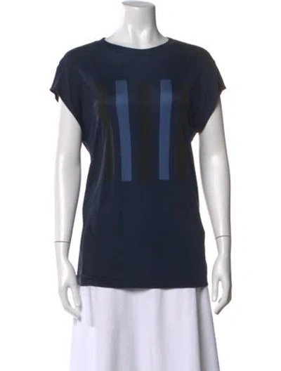 Pre-owned Akris Silk Striped T-shirt In Blue
