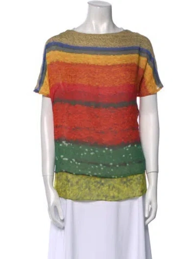Pre-owned Akris Silk Striped Tunic In Orange