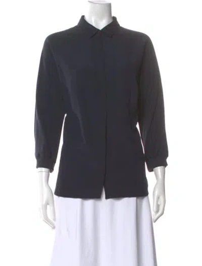 Pre-owned Akris Silk Three-quarter Sleeve Blouse In Gray