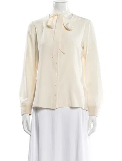 Pre-owned Akris Silk Tie Neck Blouse In Neutral
