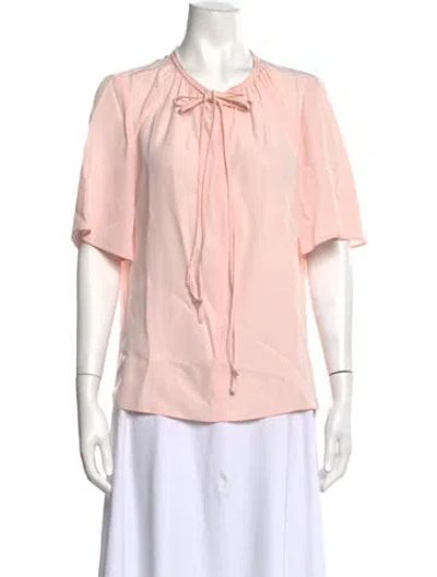 Pre-owned Akris Silk Tie Neck Blouse In Pink