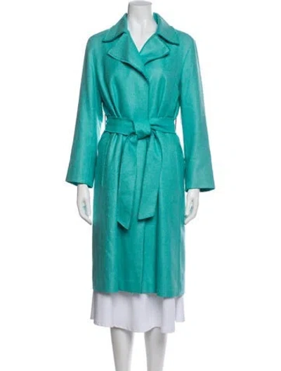 Pre-owned Akris Silk Trench Coat In Blue