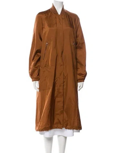 Pre-owned Akris Silk Trench Coat In Brown