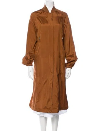 Pre-owned Akris Silk Trench Coat In Brown