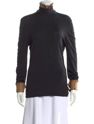 Pre-owned Akris Silk Turtleneck Top In Black