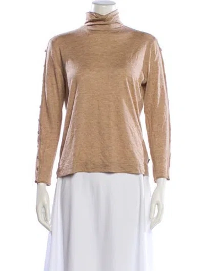 Pre-owned Akris Silk Turtleneck Top In Brown
