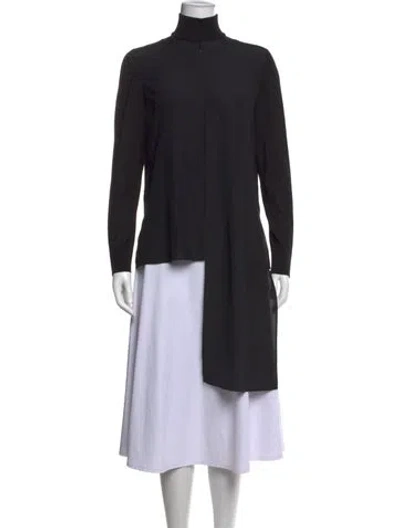 Pre-owned Akris Silk Turtleneck Tunic In Black