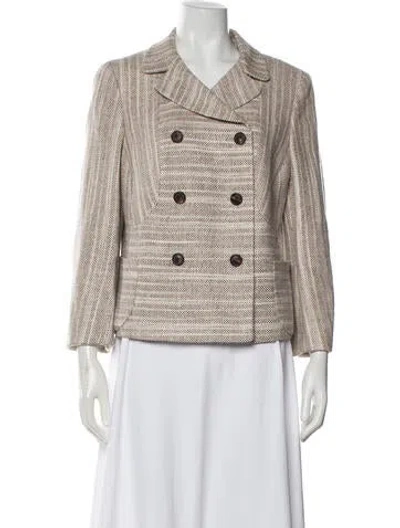 Pre-owned Akris Silk Tweed Pattern Blazer In Neutral