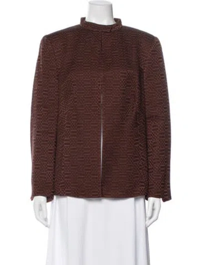 Pre-owned Akris Silk Tweed Pattern Coat In Brown