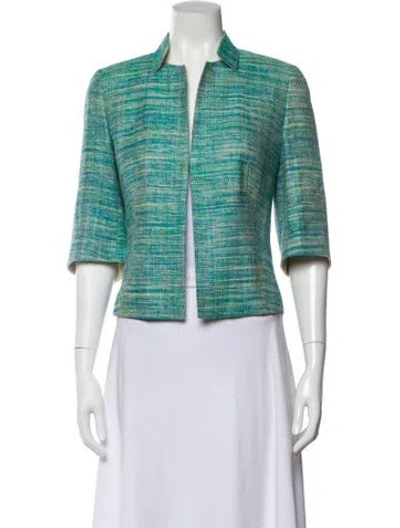 Pre-owned Akris Silk Tweed Pattern Evening Jacket In Blue