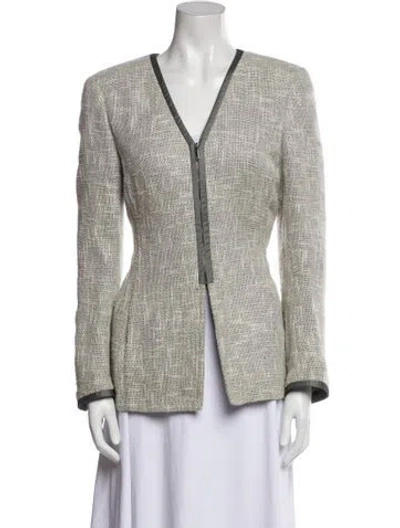 Pre-owned Akris Silk Tweed Pattern Evening Jacket In Gray