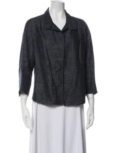 Pre-owned Akris Silk Tweed Pattern Jacket In Blue