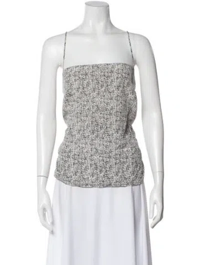 Pre-owned Akris Silk Tweed Pattern Top In Silver