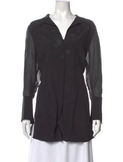 Pre-owned Akris Silk V-neck Blouse In Black