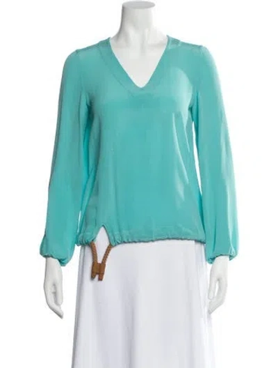 Pre-owned Akris Silk V-neck Blouse In Multi