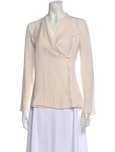 Pre-owned Akris Silk V-neck Blouse In Neutral