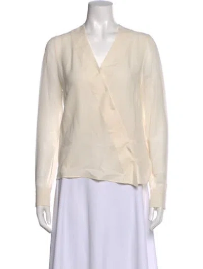 Pre-owned Akris Silk V-neck Blouse In Neutral