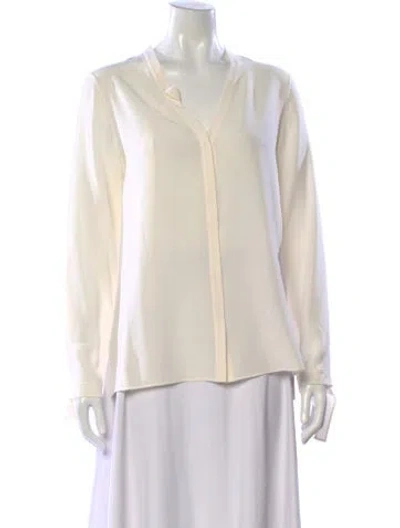 Pre-owned Akris Silk V-neck Blouse In Neutral