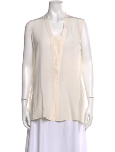 Pre-owned Akris Silk V-neck Blouse In Neutral