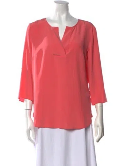 Pre-owned Akris Silk V-neck Blouse In Pink