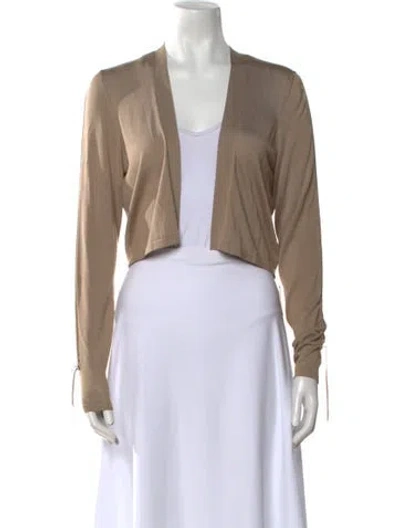 Pre-owned Akris Silk V-neck Crop Top In Neutral