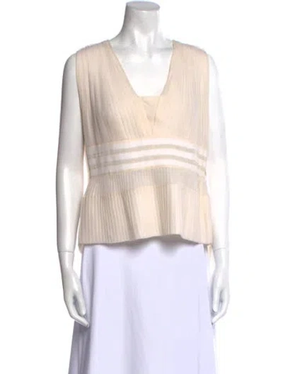 Pre-owned Akris Silk V-neck Crop Top In Neutral