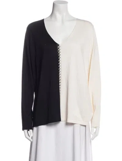 Pre-owned Akris Silk V-neck Sweater In Black