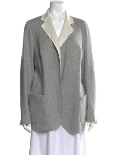 Pre-owned Akris Silk V-neck Sweater In Gray