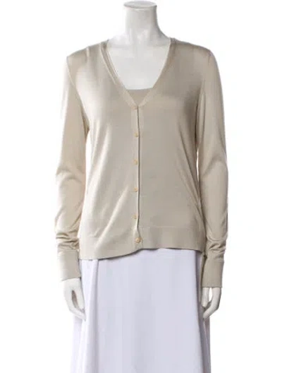 Pre-owned Akris Silk V-neck Sweater In Neutral